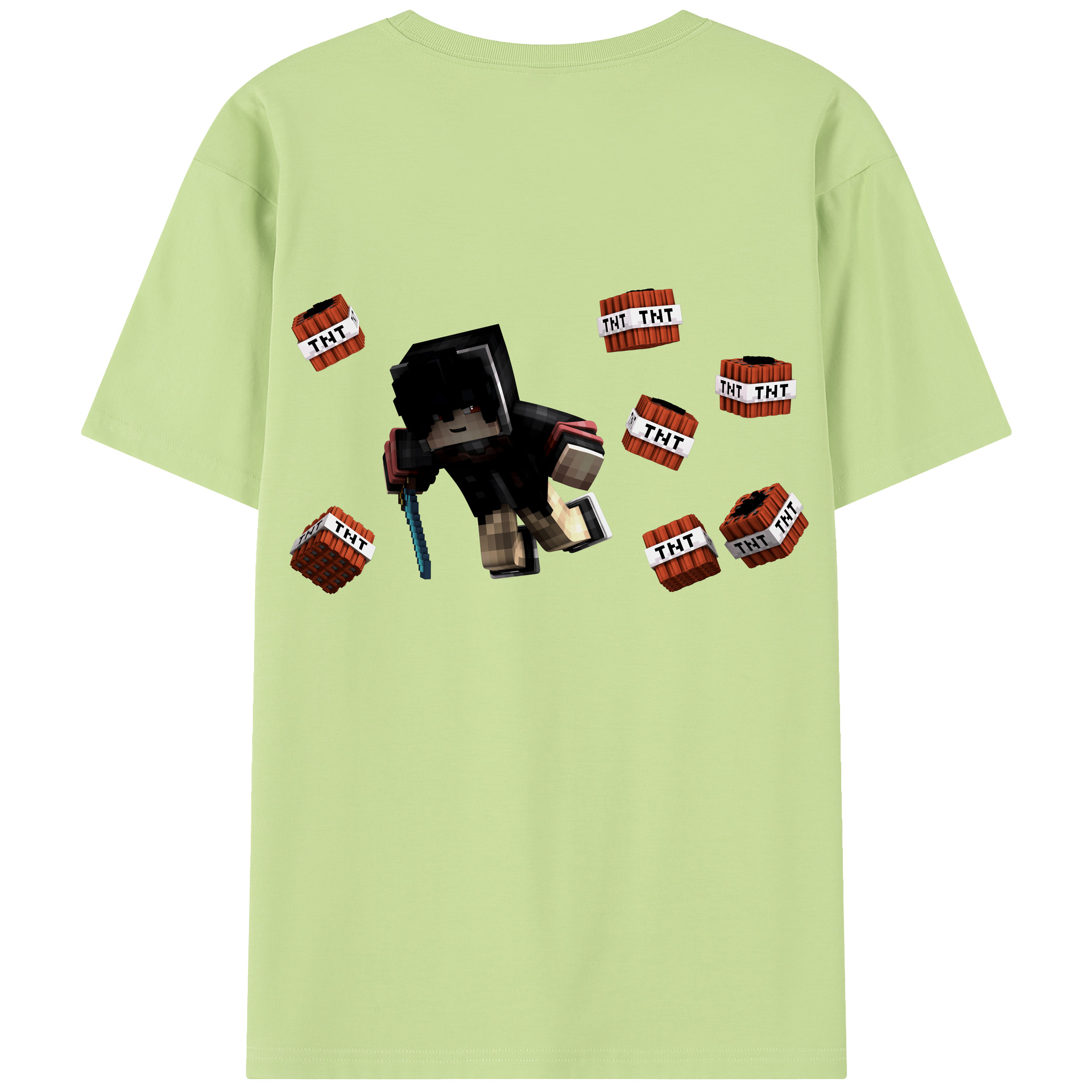 （画像用） マインクラフト ブロックの世界 Minecraft MC Block world 綿100％半袖Tシャツ（背面プリント）